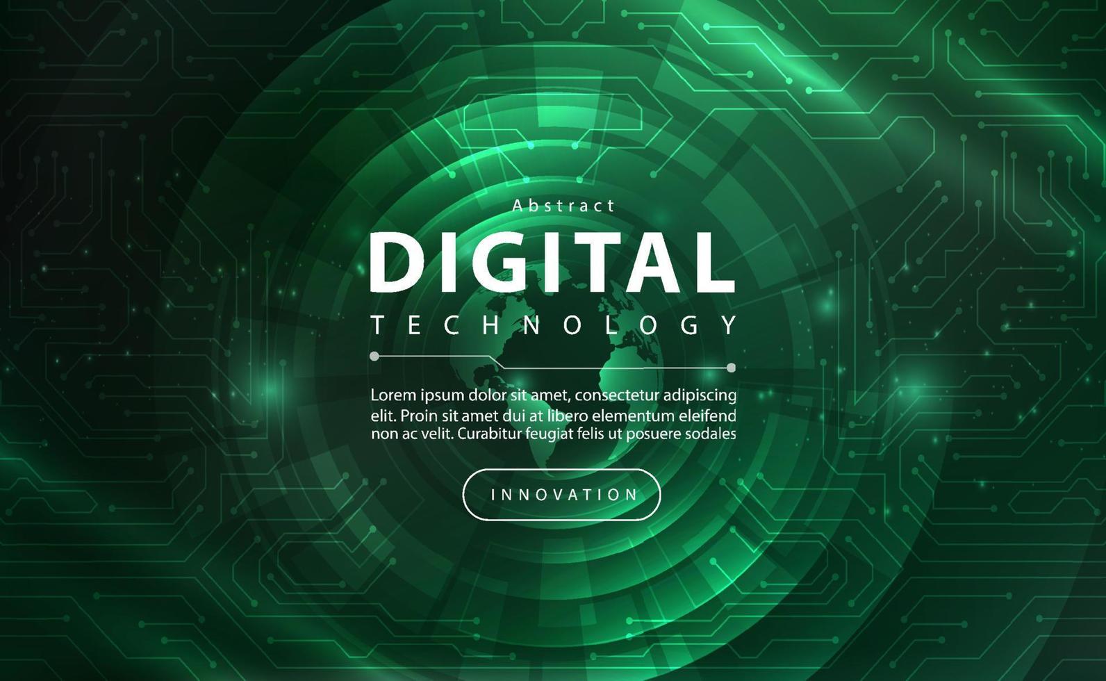 Digital technology banner green blue background concept with technology light effect, abstract tech, innovation future data, internet network, Ai big data, lines dots connection, illustration vector