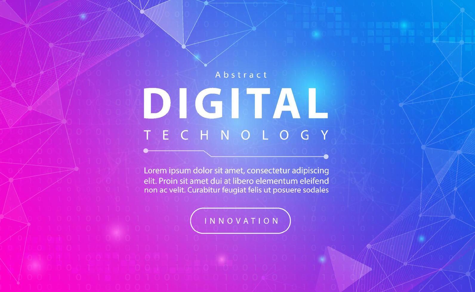 banner de tecnología digital concepto de fondo azul rosa con efectos de luz de línea de tecnología, tecnología abstracta, vector de ilustración para diseño gráfico