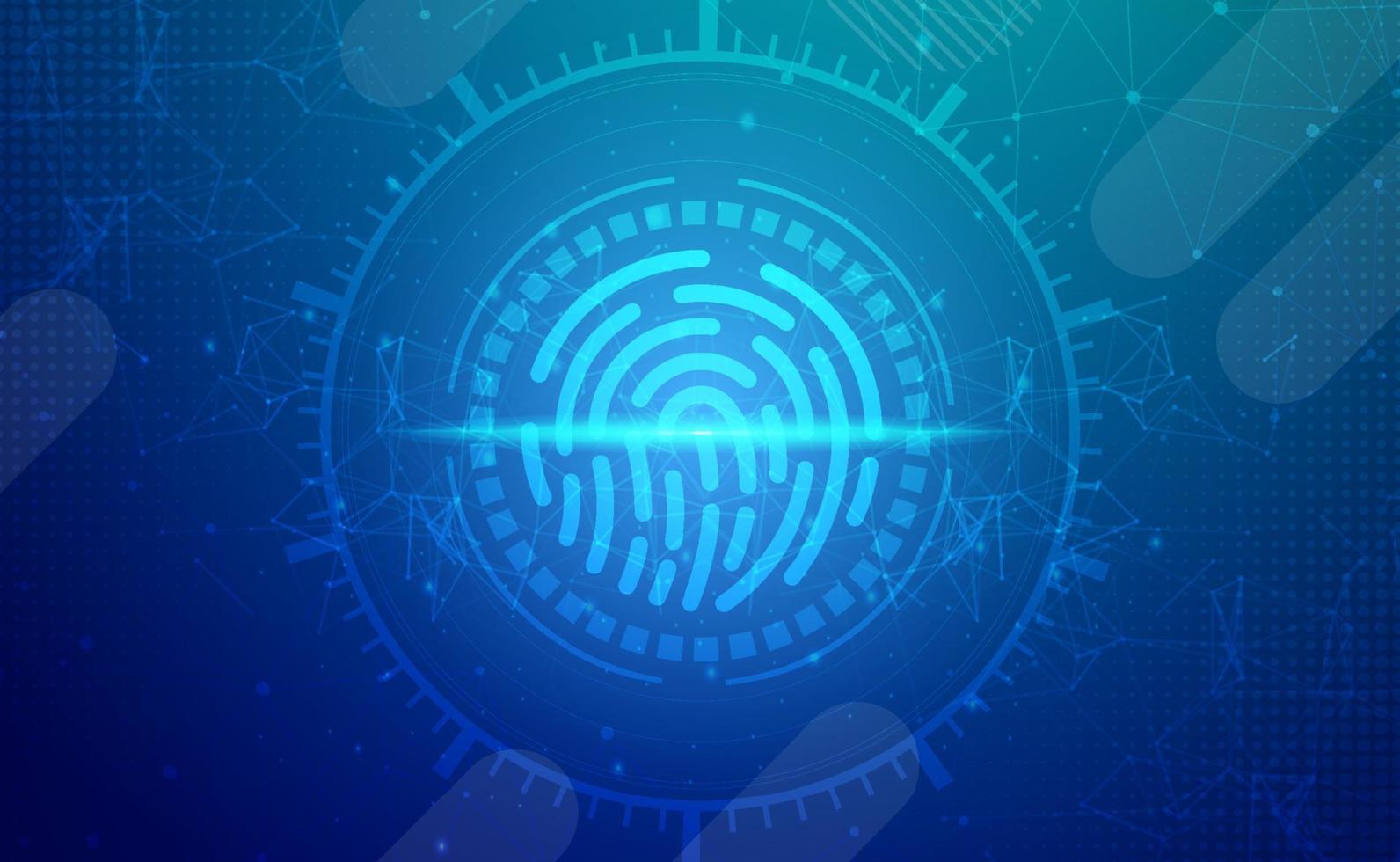 Technology fingerprint scanner security abstract background concept, Digital secure crime technology blue green background, abstract tech, Cloud computing data, connect to network, illustration vector