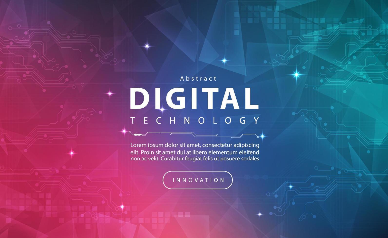 Digital technology banner green pink background, cyber technology light purple effect, abstract tech, innovation future data, internet network, Ai big data, lines dots connection, illustration vector