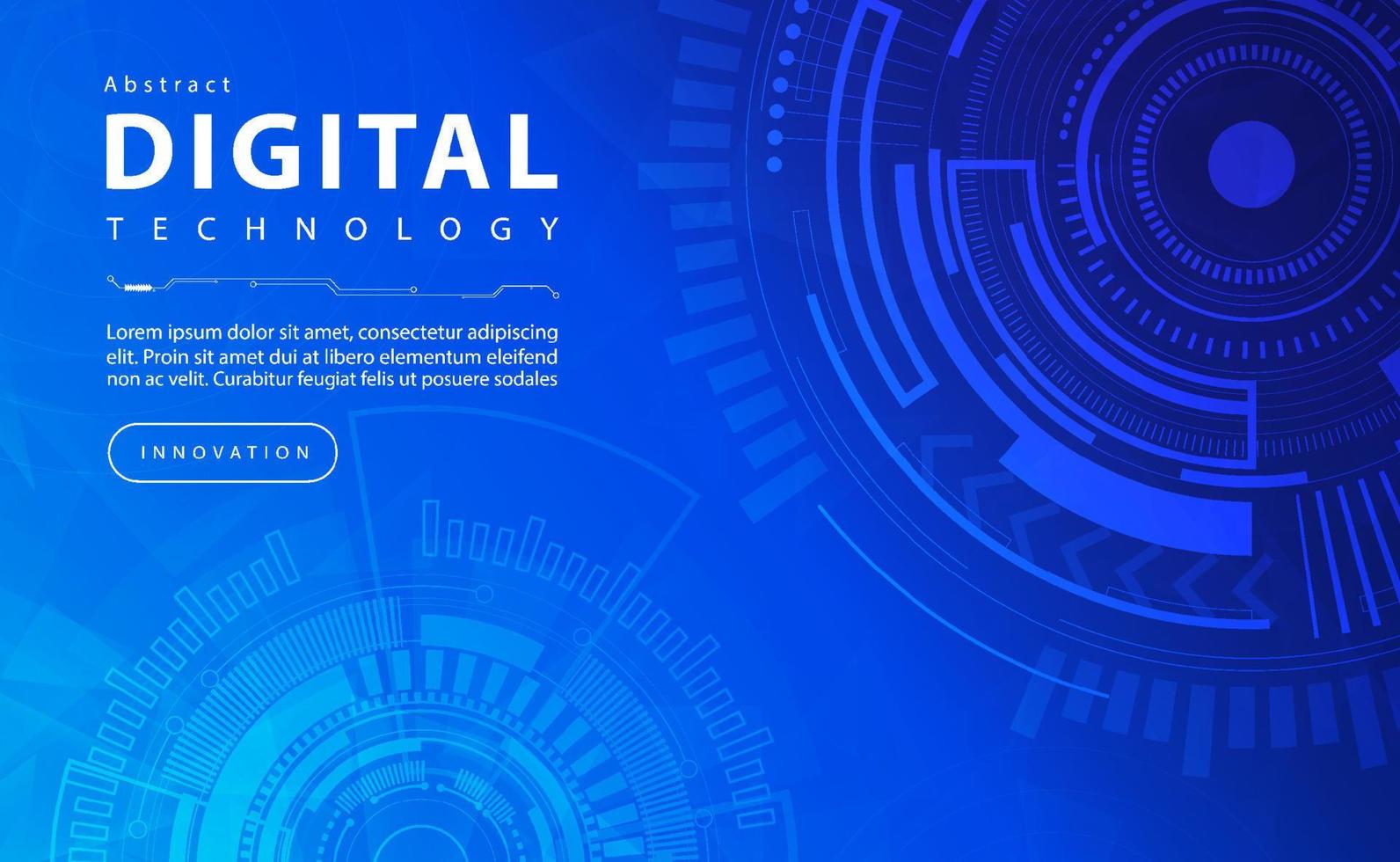 concepto de fondo azul de banner de tecnología digital con efecto de luz de tecnología, tecnología abstracta, datos futuros de innovación, red de Internet, big data ai, conexión de puntos de líneas cibernéticas, vector de ilustración