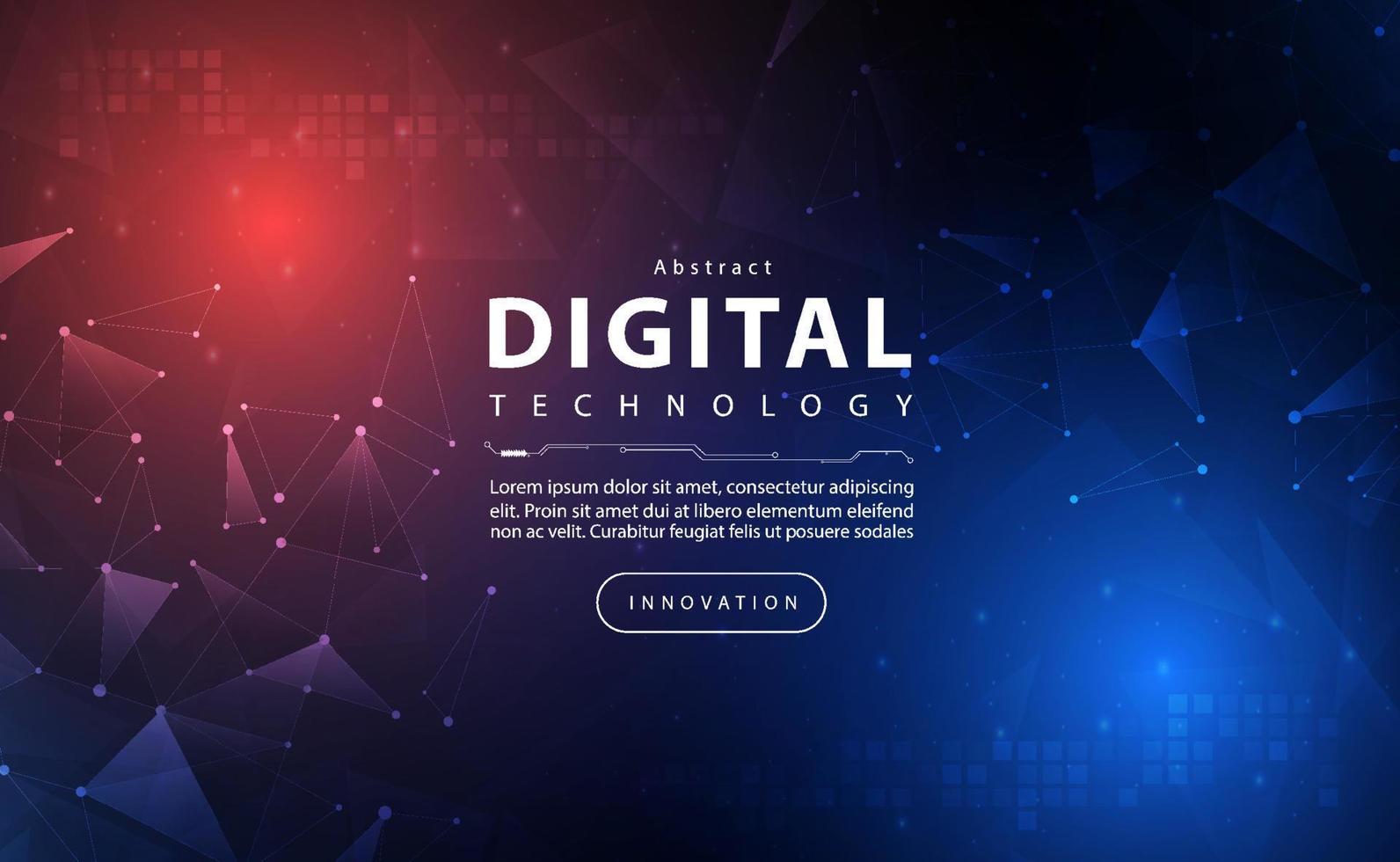 banner de tecnología digital fondo azul rosa, efecto de luz de línea de tecnología cibernética, tecnología abstracta, datos futuros de innovación, color de cielo naranja, datos grandes, conexión a Internet de punto de línea, vector de ilustración