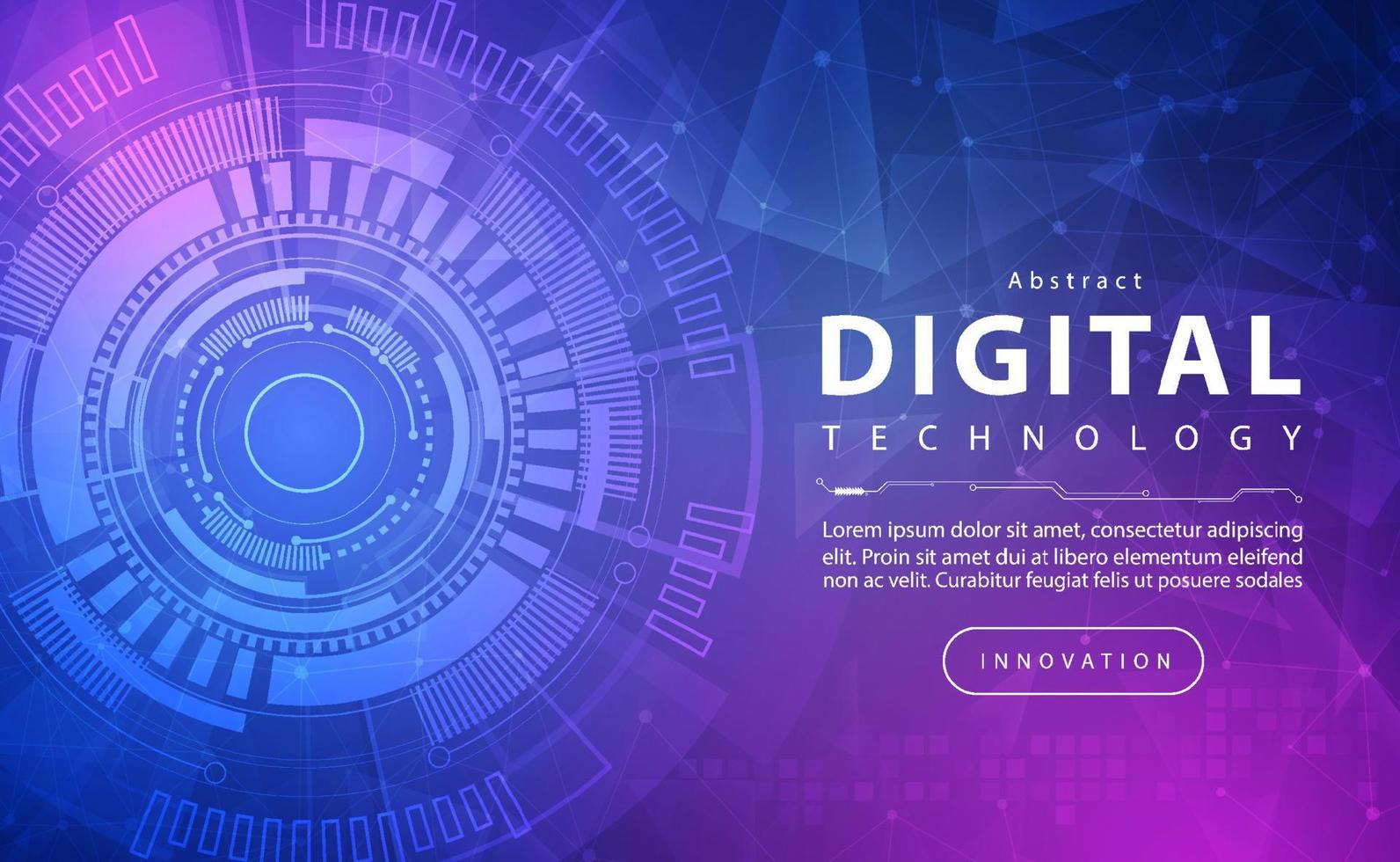 Digital technology banner blue pink background concept, technology light purple effect, abstract tech, innovation future data, internet network, Ai big data, lines dots connection, illustration vector