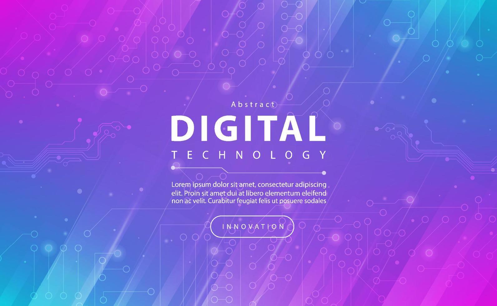 Digital technology banner pink blue background concept, technology light purple effect, abstract tech, innovation future data, internet network, Ai big data, lines dots connection, illustration vector