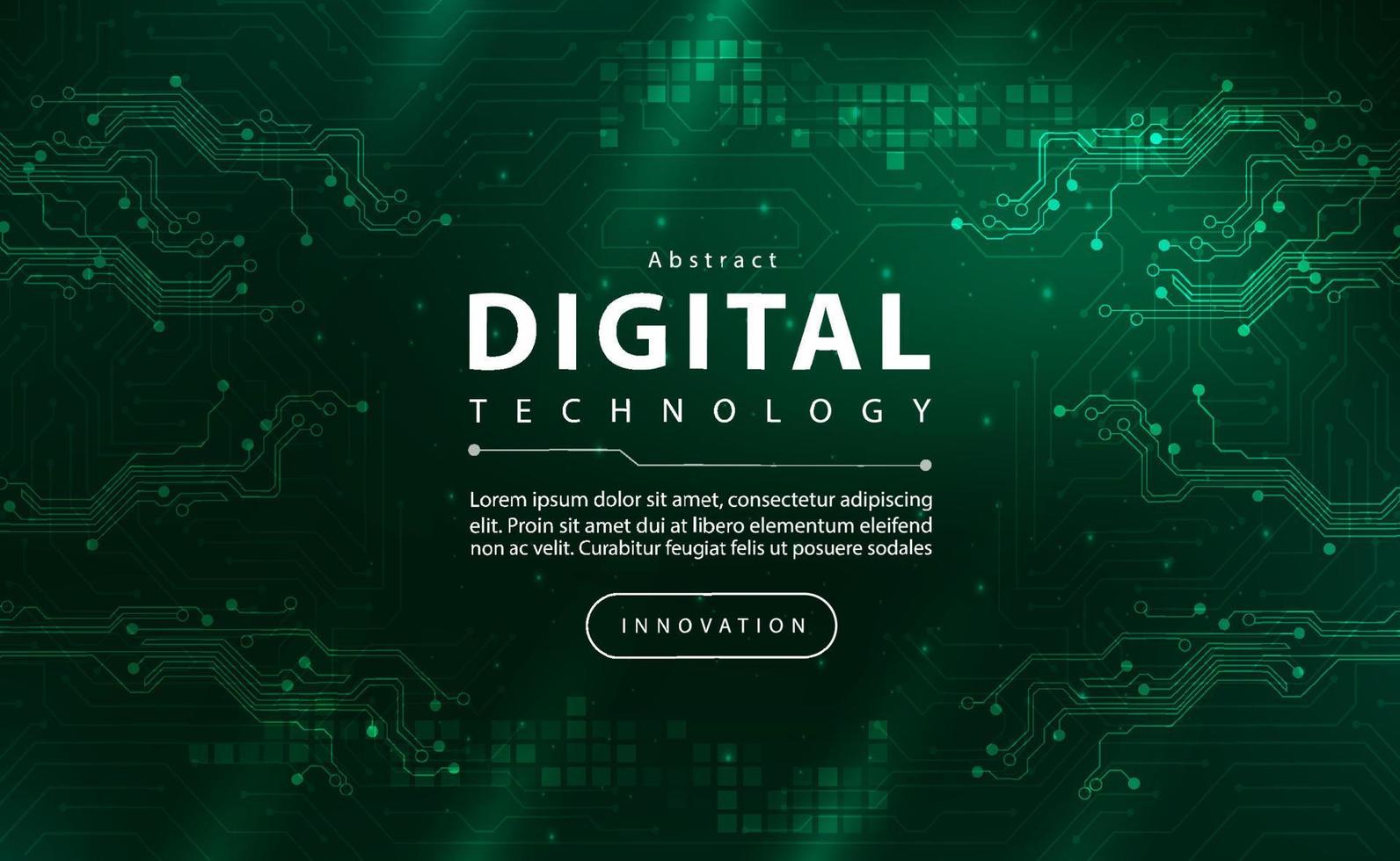 banner de tecnología digital concepto de fondo azul verde con efecto de luz de tecnología, tecnología abstracta, datos futuros de innovación, red de Internet, big data ai, conexión de puntos de líneas, vector de ilustración