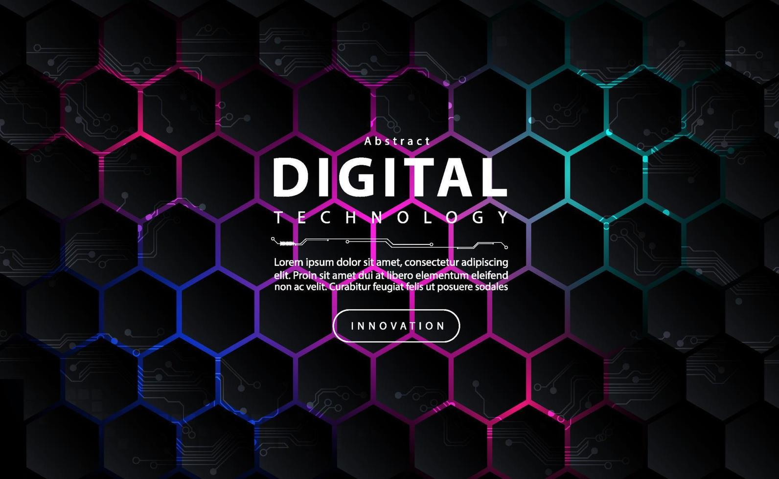 Digital technology polygon pattern black background, geometric cyber technology light, abstract tech, innovation future data, internet network, Ai big data, lines dots connection, illustration vector