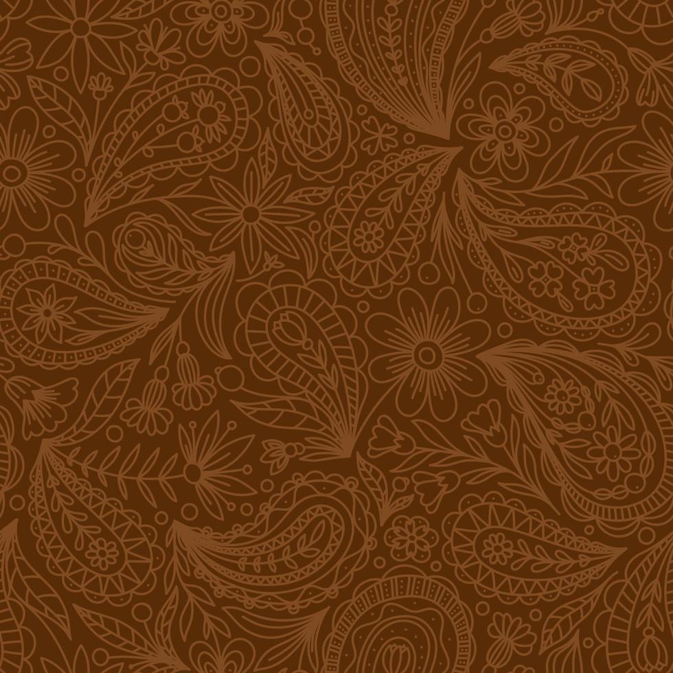 MUSTARD VECTOR SEAMLESS BACKGROUND WITH BEIGE PAISLEY CONTOUR PATTERN