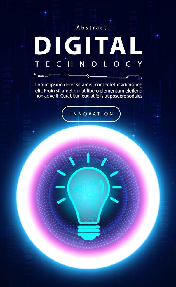 tecnología digital idea de mente creativa pensando en fondo azul, inspiración e innovación de iluminación, lluvia de ideas de visión futura de cerebro de tecnología abstracta, datos grandes de ai, red de Internet, vector de ilustración