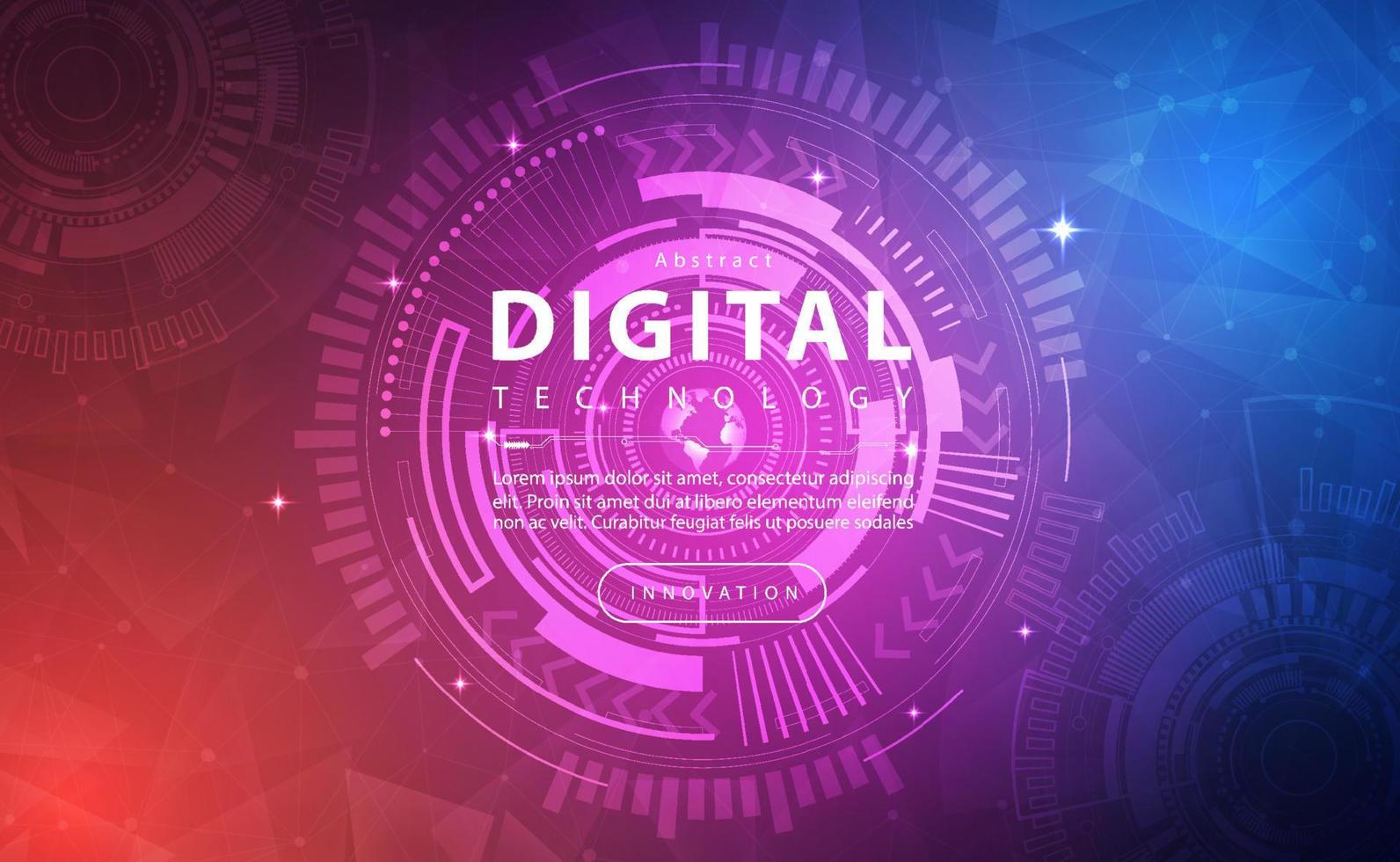 banner de tecnología digital concepto de fondo rosa azul, tecnología de seguridad cibernética, tecnología púrpura abstracta, datos futuros de innovación, red de Internet, datos grandes ai, conexión de punto de línea, vector de ilustración