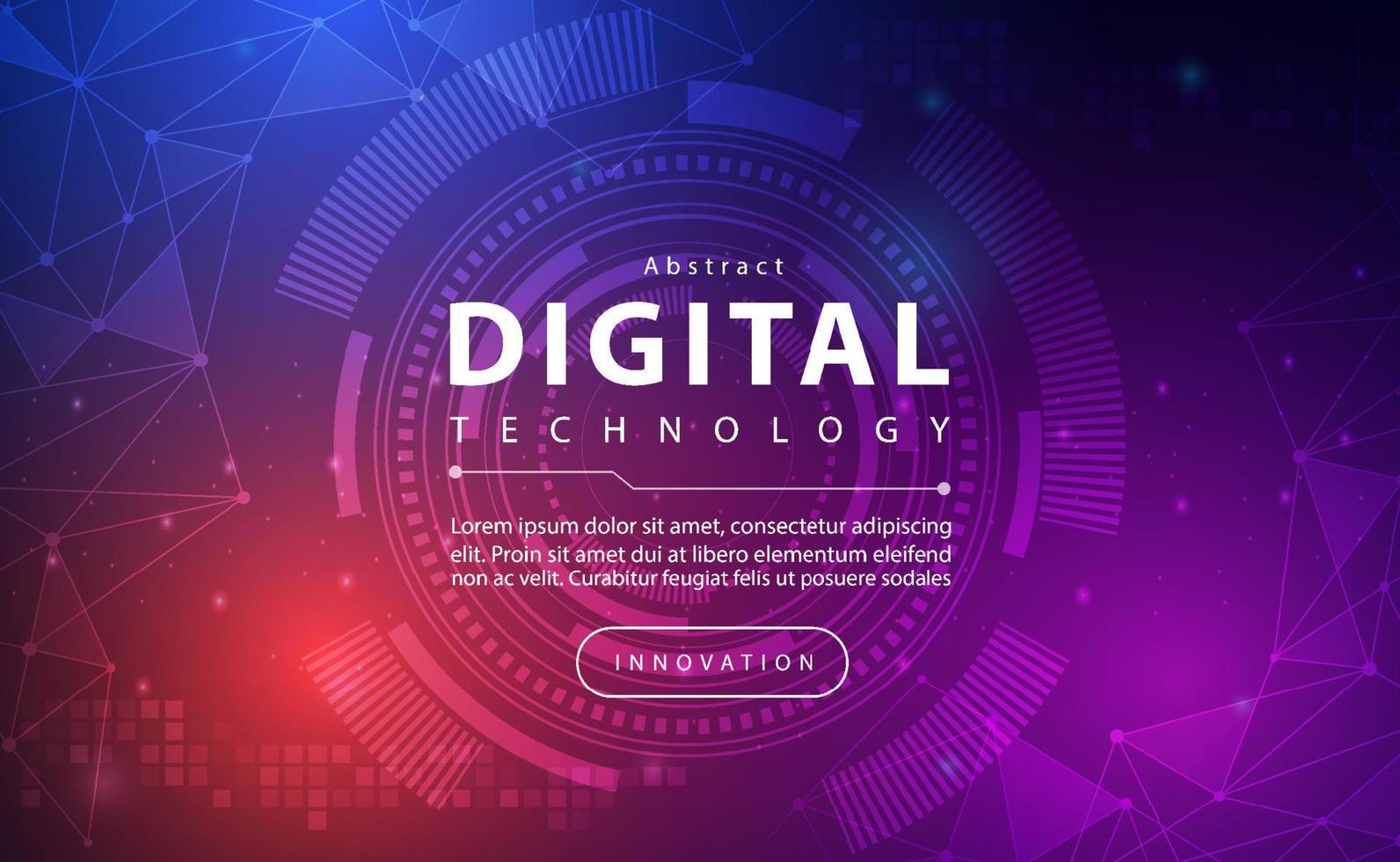 Digital technology banner blue pink background concept, technology light purple effect, abstract tech, innovation future data, internet network, Ai big data, lines dots connection, illustration vector