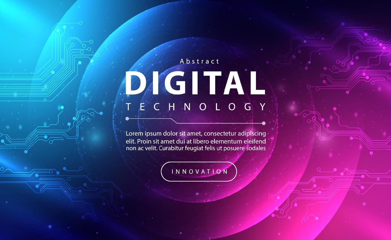 Digital technology banner pink blue background concept with technology light effect, abstract tech, innovation future data, internet network, Ai big data, lines dots connection, illustration vector