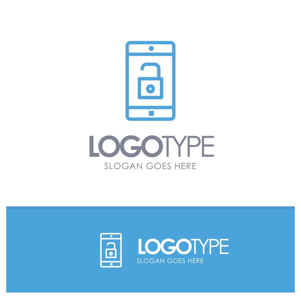 Application Mobile Mobile Application Unlock Blue Outline Logo Place for Tagline vector