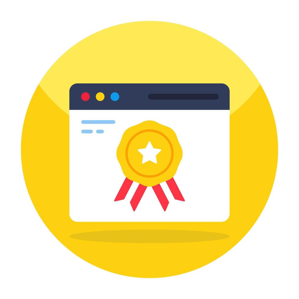 Editable design icon of awarded website vector