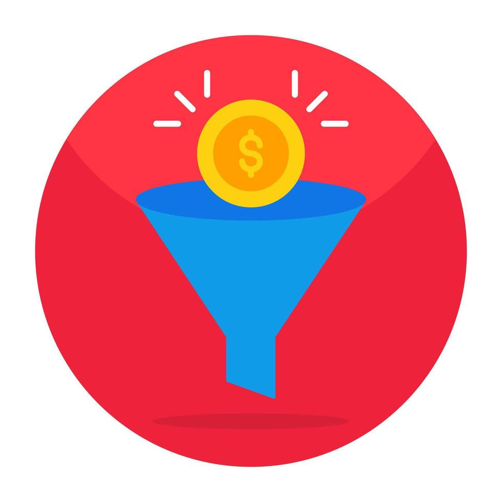 Conceptual flat design icon of sales funnel vector