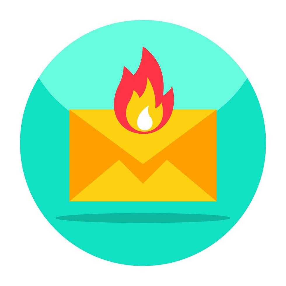 Flat design icon of burning mail vector