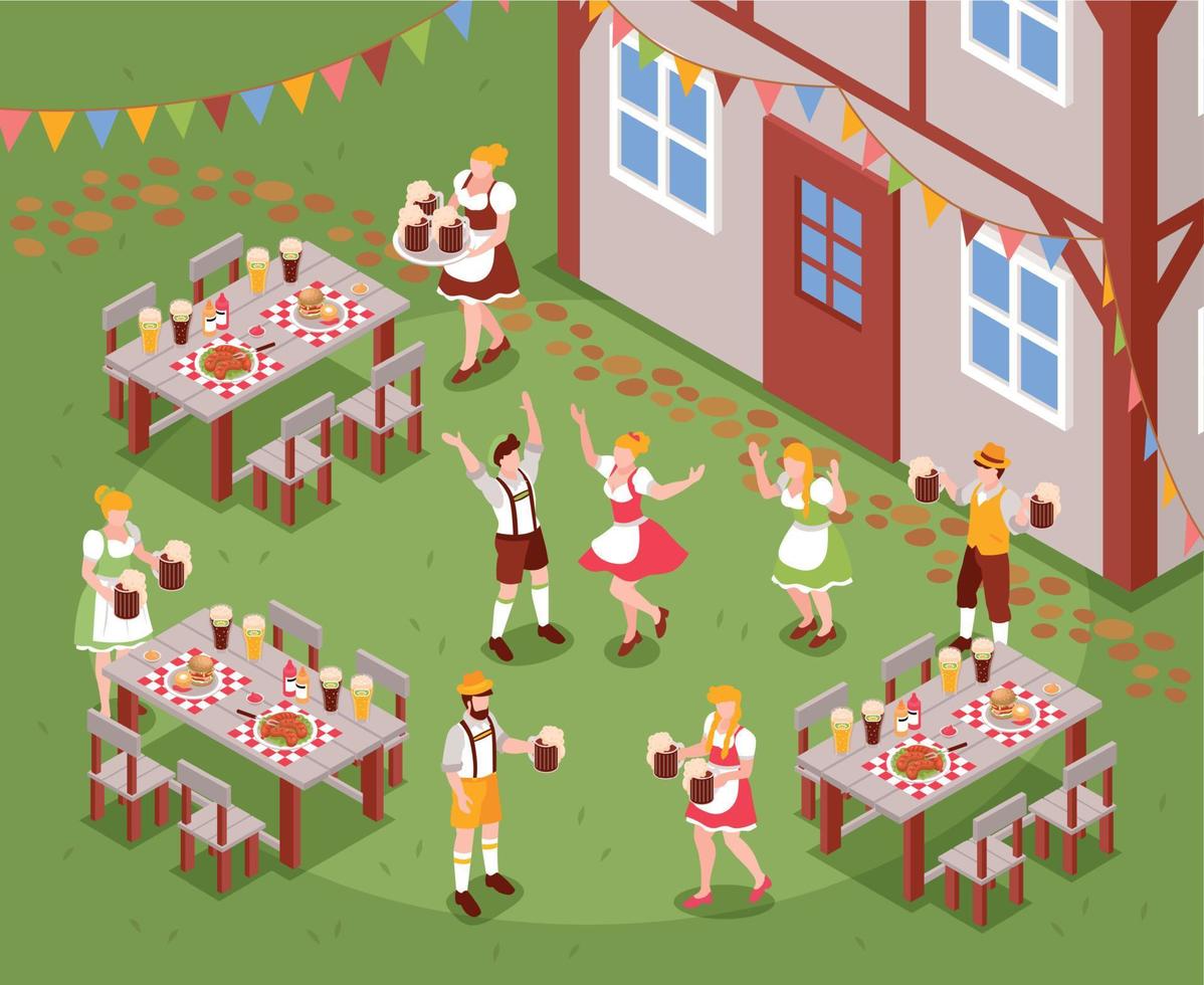 ilustración isométrica de oktoberfest vector