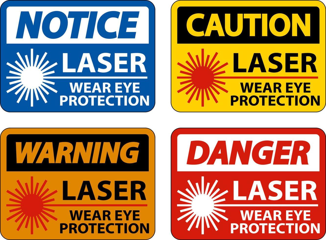 Laser Wear Eye Protection Sign On White Background vector