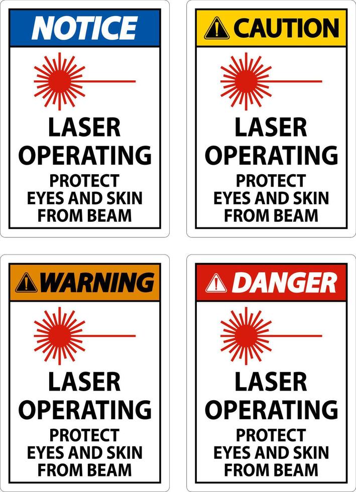 Laser Operating Protect Eyes And Skin From Beam Sign vector