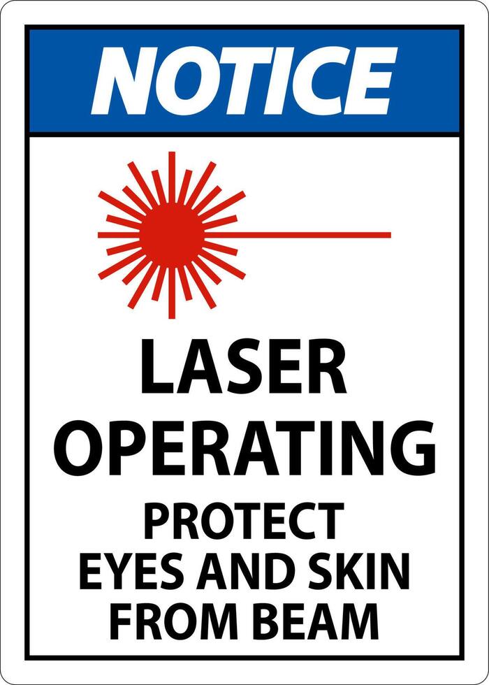 Notice Laser Operating Protect Eyes And Skin From Beam Sign vector