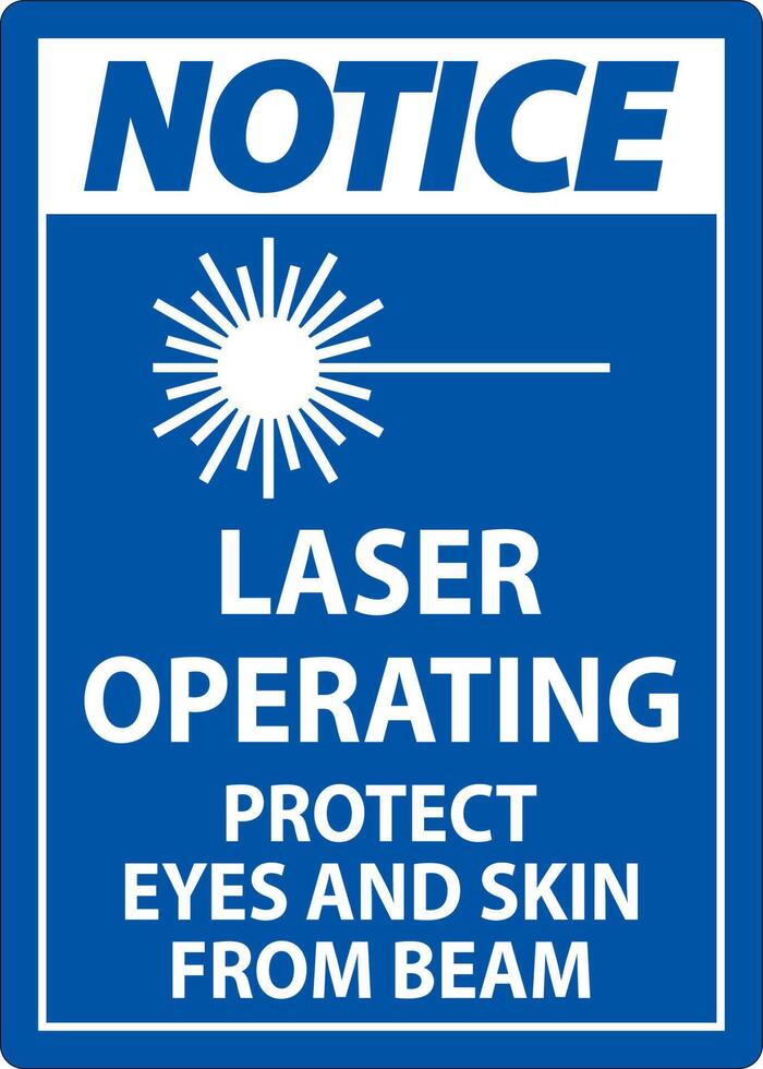 Notice Laser Operating Protect Eyes And Skin From Beam Sign vector