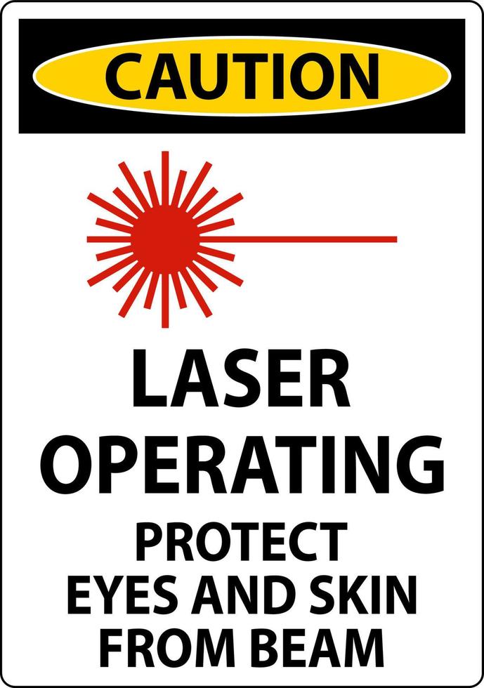 Caution Laser Operating Protect Eyes And Skin From Beam Sign vector
