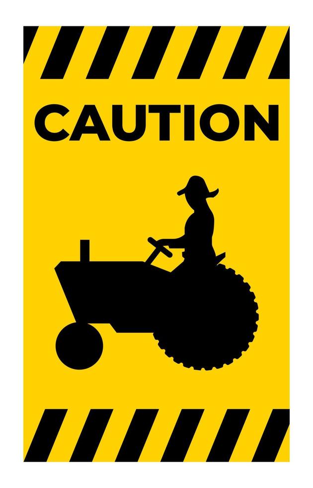 Farm Machinery Crossing Sign On White Background vector