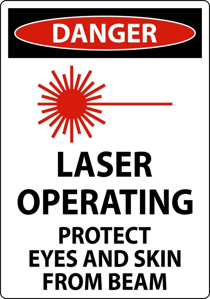 Danger Laser Operating Protect Eyes And Skin From Beam Sign vector