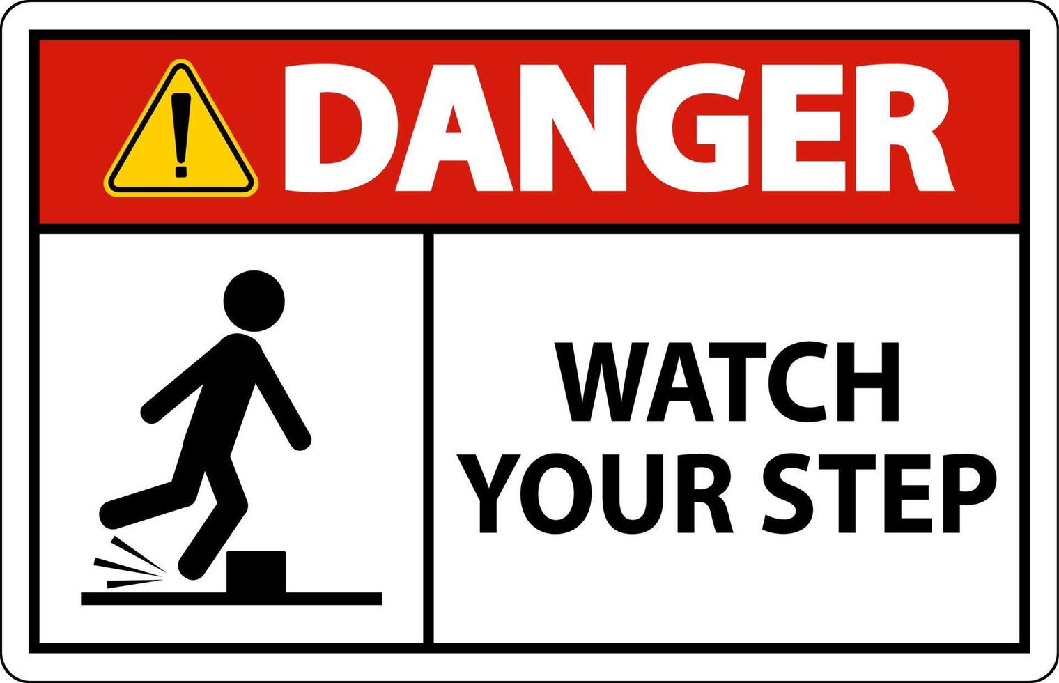Danger Watch Your Step Sign On White Background vector