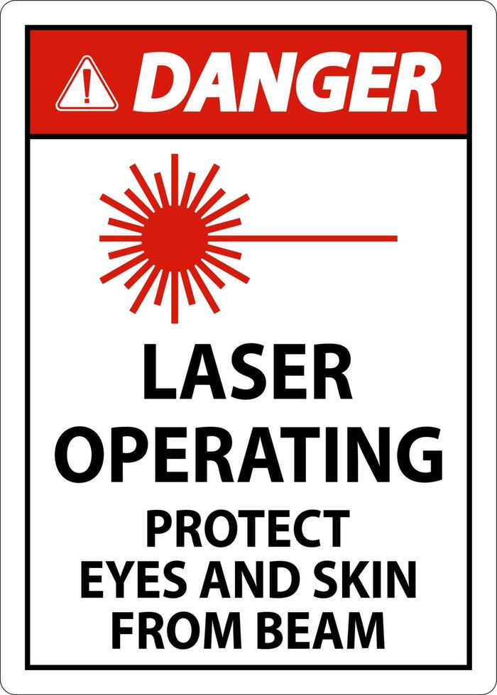 Danger Laser Operating Protect Eyes And Skin From Beam Sign vector