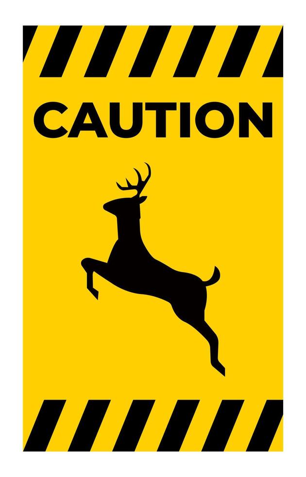 Deer Crossing Sign On White Background vector