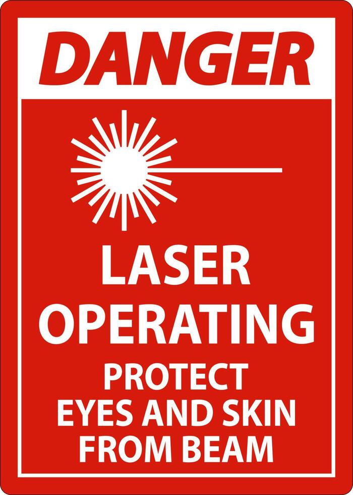 Danger Laser Operating Protect Eyes And Skin From Beam Sign vector