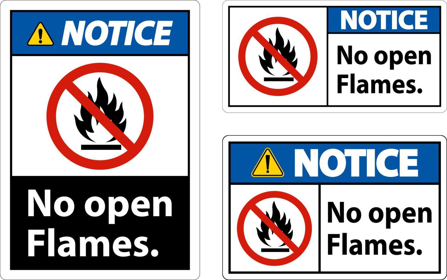 Notice No Open Flames Label Sign On White Background vector