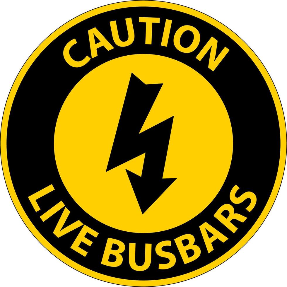 Caution Live Busbars Sign On White Background vector