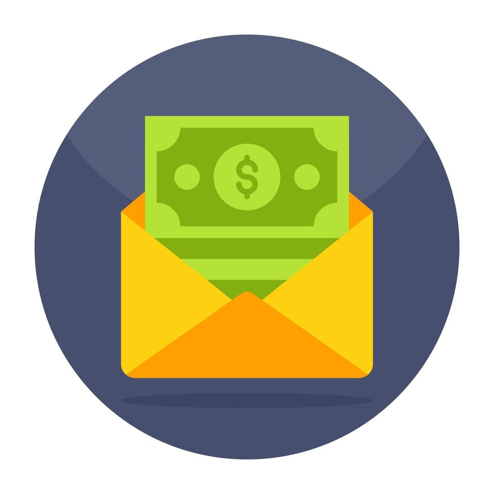 Money envelope icon in flat design vector