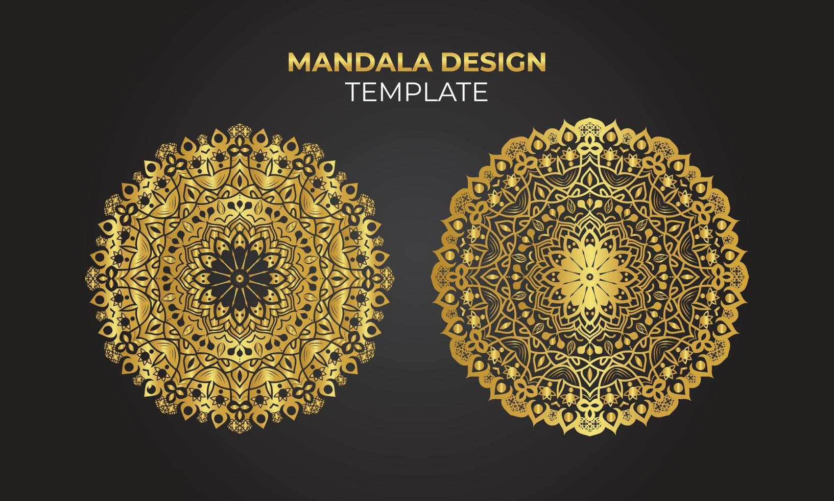 fondo de plantilla de diseño ornamental de mandala de lujo nuevo y moderno en color dorado. fácil de usar para cualquier portada de libro para colorear, patrón, etc. vector