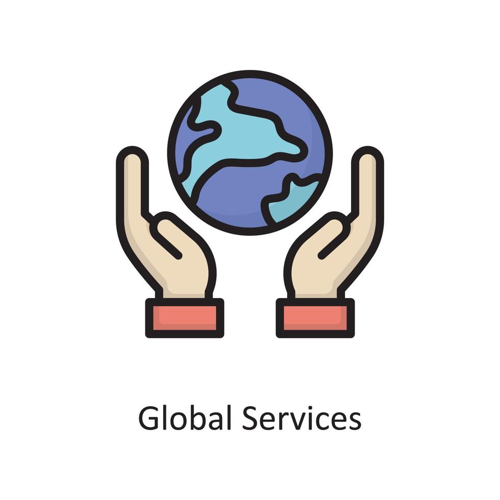 Global Services Vector  Filled Outline Icon Design illustration. Cloud Computing Symbol on White background EPS 10 File