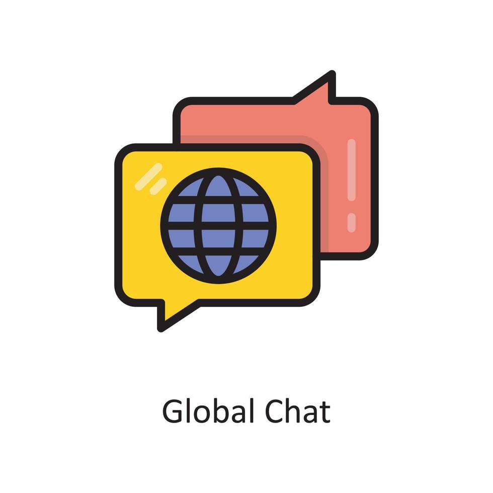ilustración de diseño de icono de contorno lleno de vector de chat global. símbolo de computación en la nube en el archivo eps 10 de fondo blanco