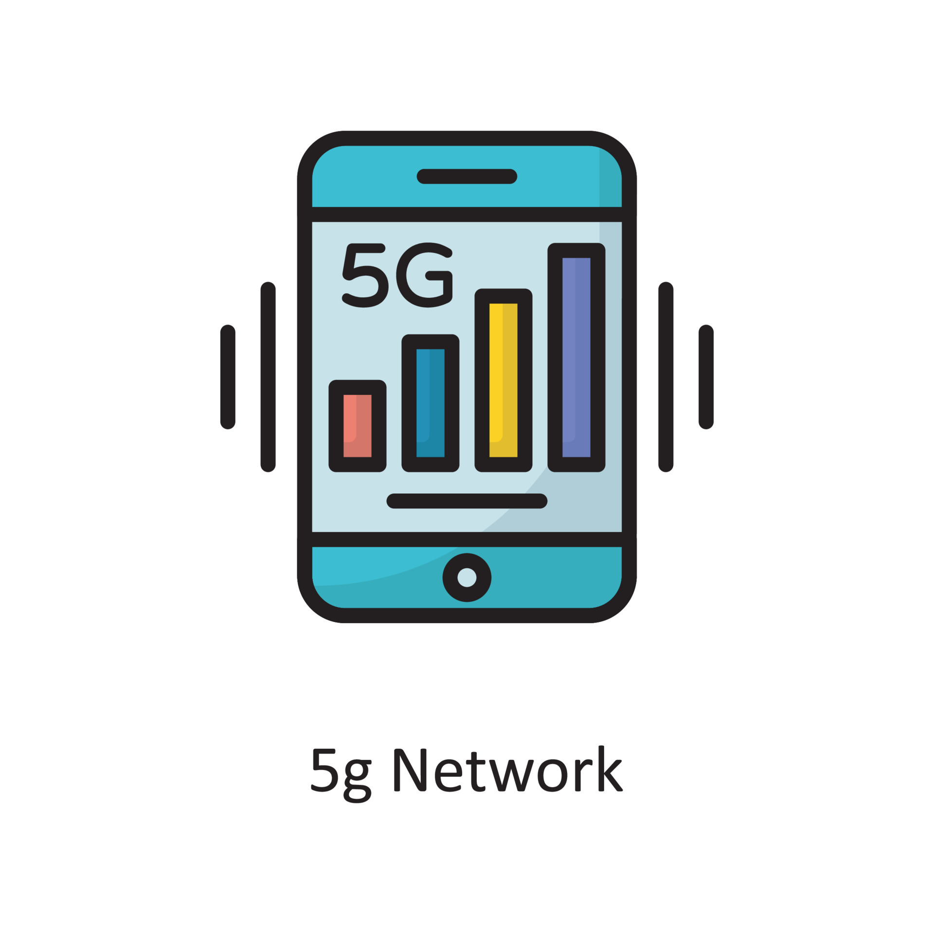5g Network Vector Filled Outline Icon Design illustration. Cloud