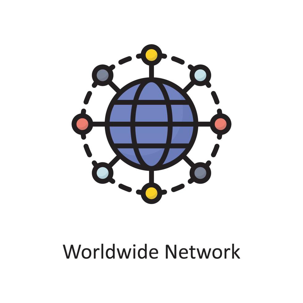 Worldwide Network  Vector  Filled Outline Icon Design illustration. Cloud Computing Symbol on White background EPS 10 File