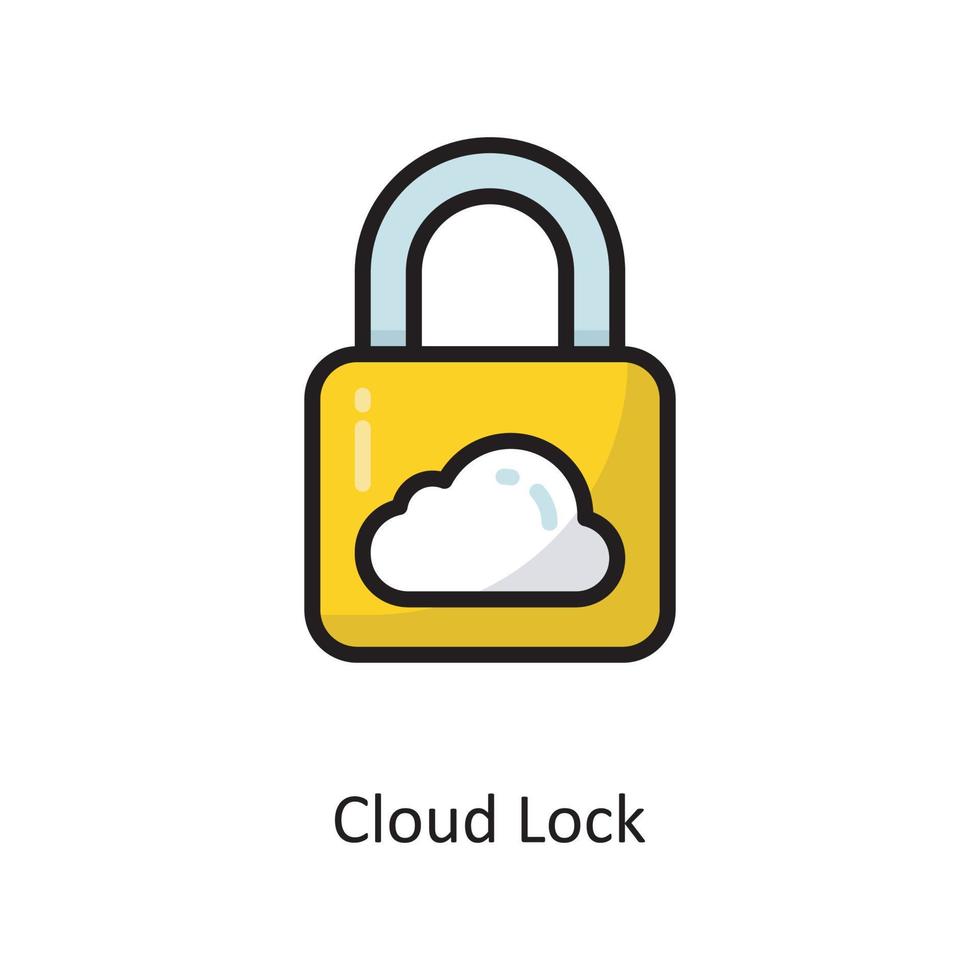 Cloud Lock Vector  Filled Outline Icon Design illustration. Cloud Computing Symbol on White background EPS 10 File