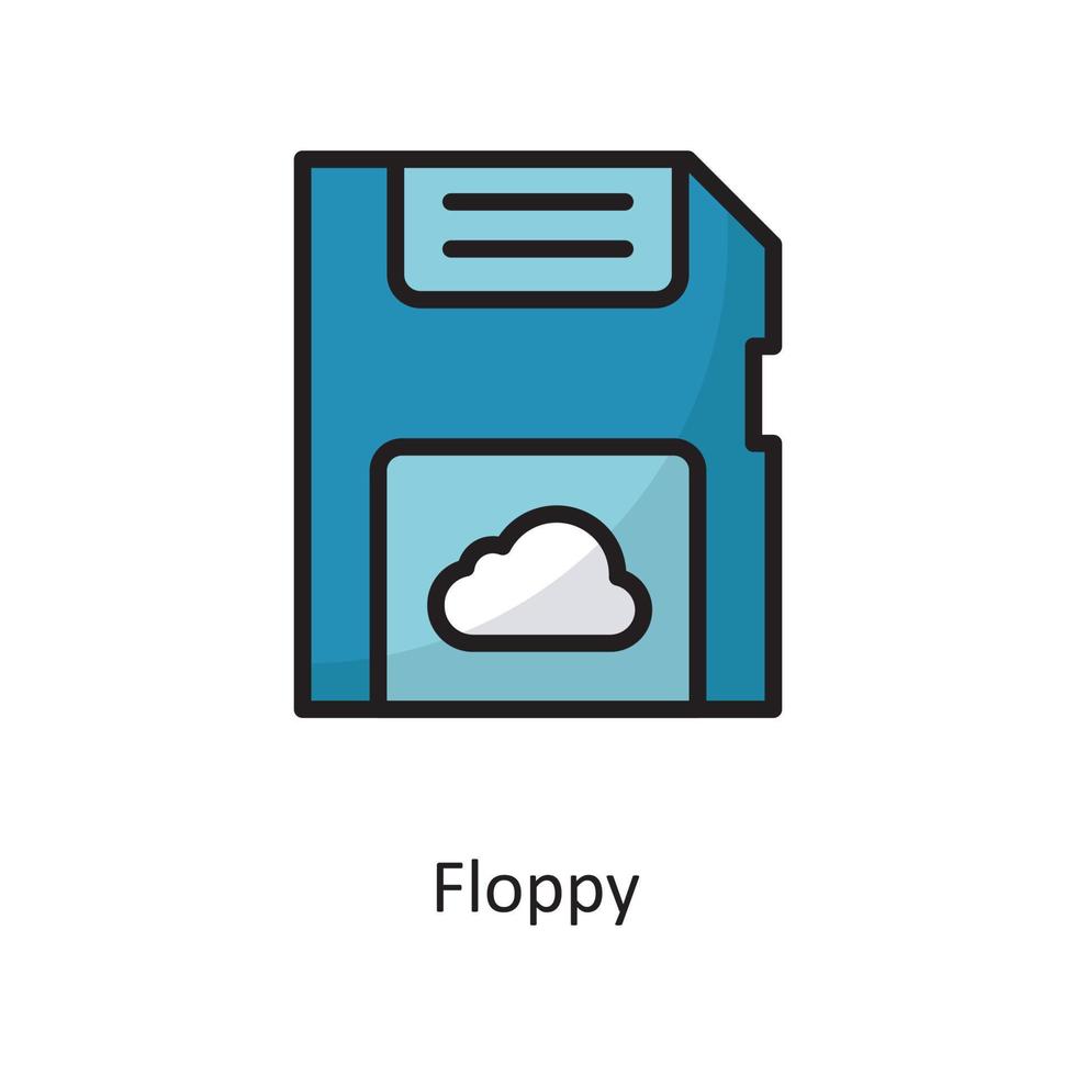 Floppy Vector  Filled Outline Icon Design illustration. Cloud Computing Symbol on White background EPS 10 File
