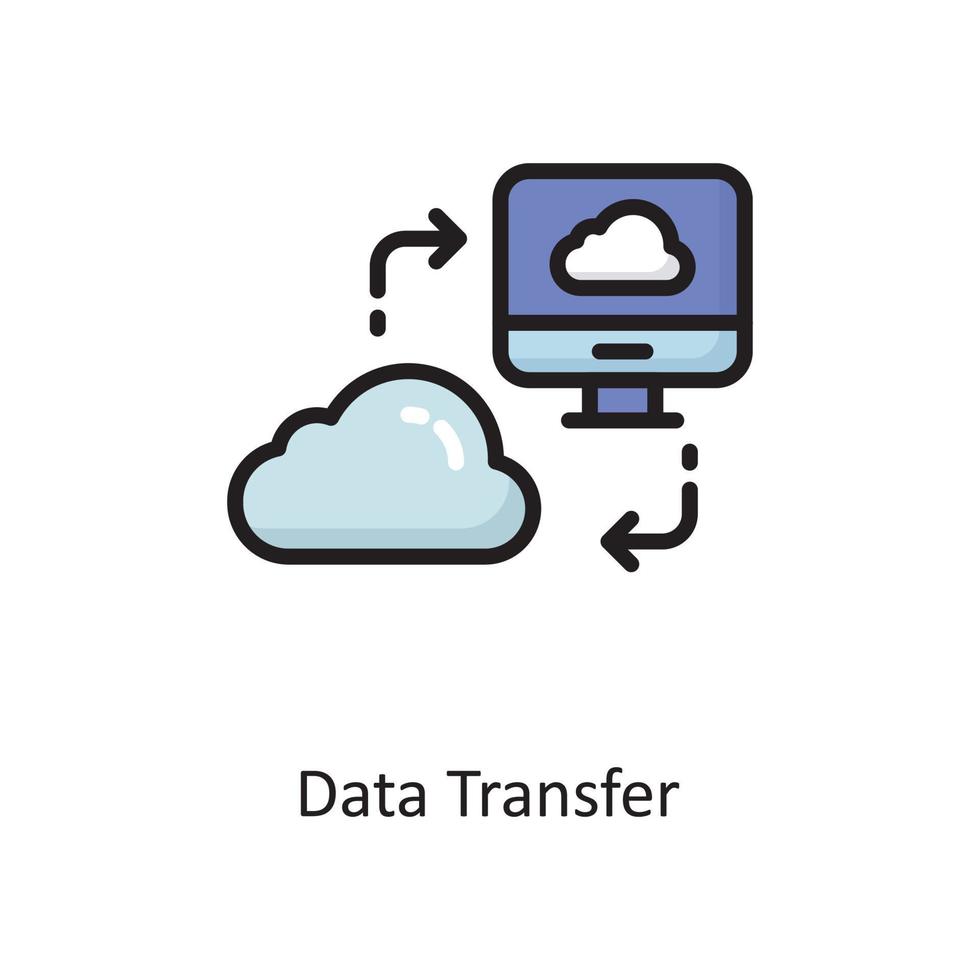 Data Transfer Vector  Filled Outline Icon Design illustration. Cloud Computing Symbol on White background EPS 10 File