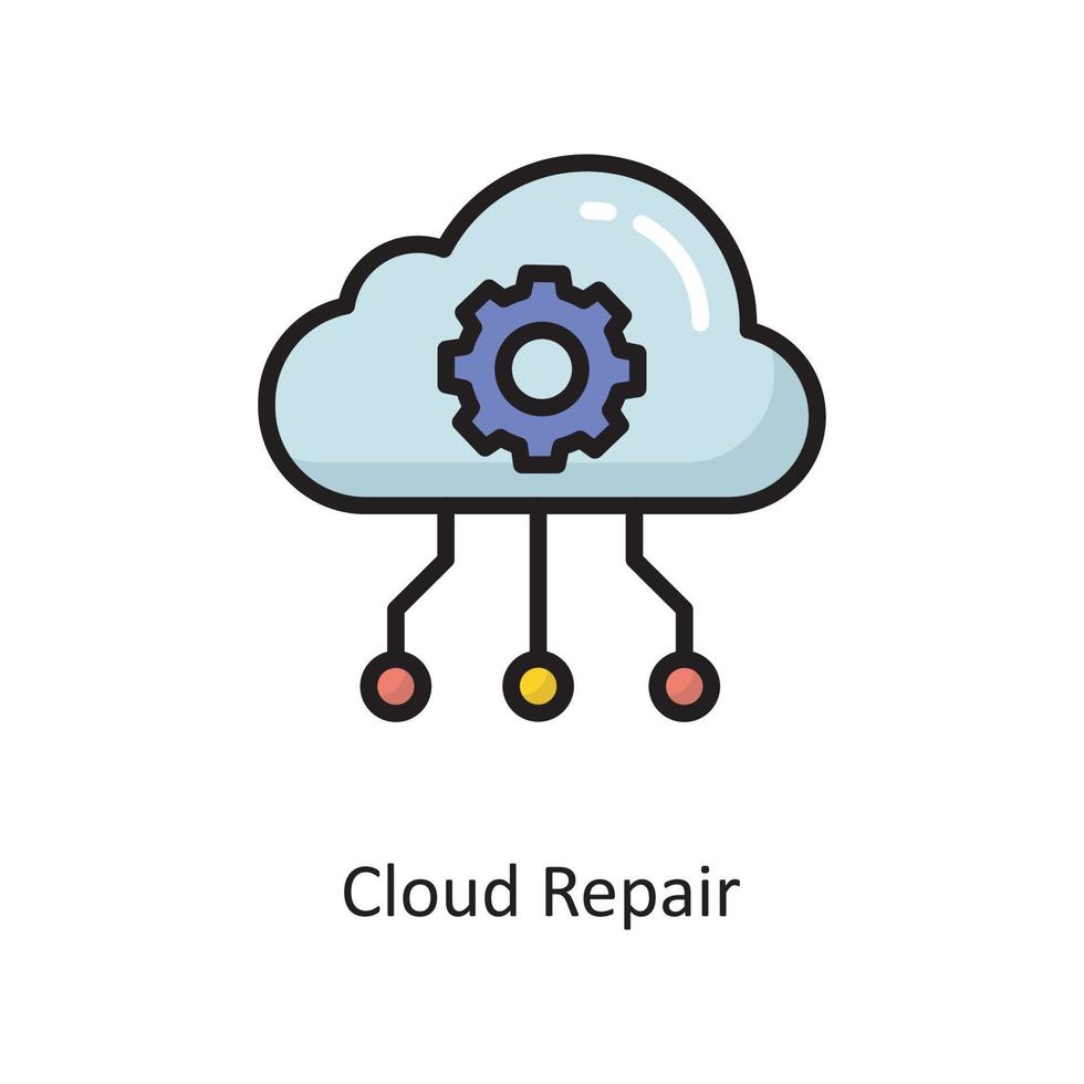 ilustración de diseño de icono de contorno lleno de vector de reparación de nubes. símbolo de computación en la nube en el archivo eps 10 de fondo blanco