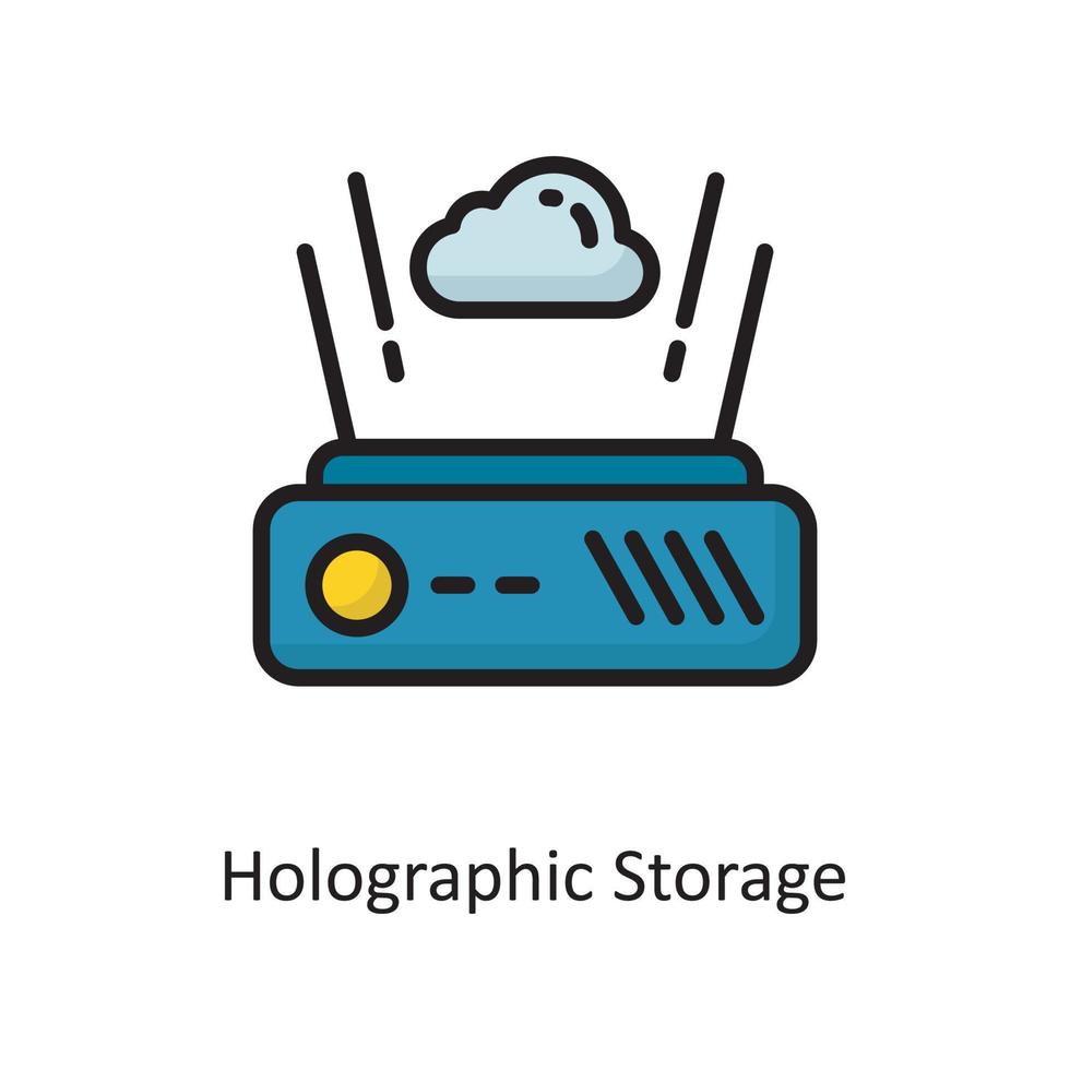 ilustración de diseño de icono de contorno lleno de vector de almacenamiento holográfico. símbolo de computación en la nube en el archivo eps 10 de fondo blanco