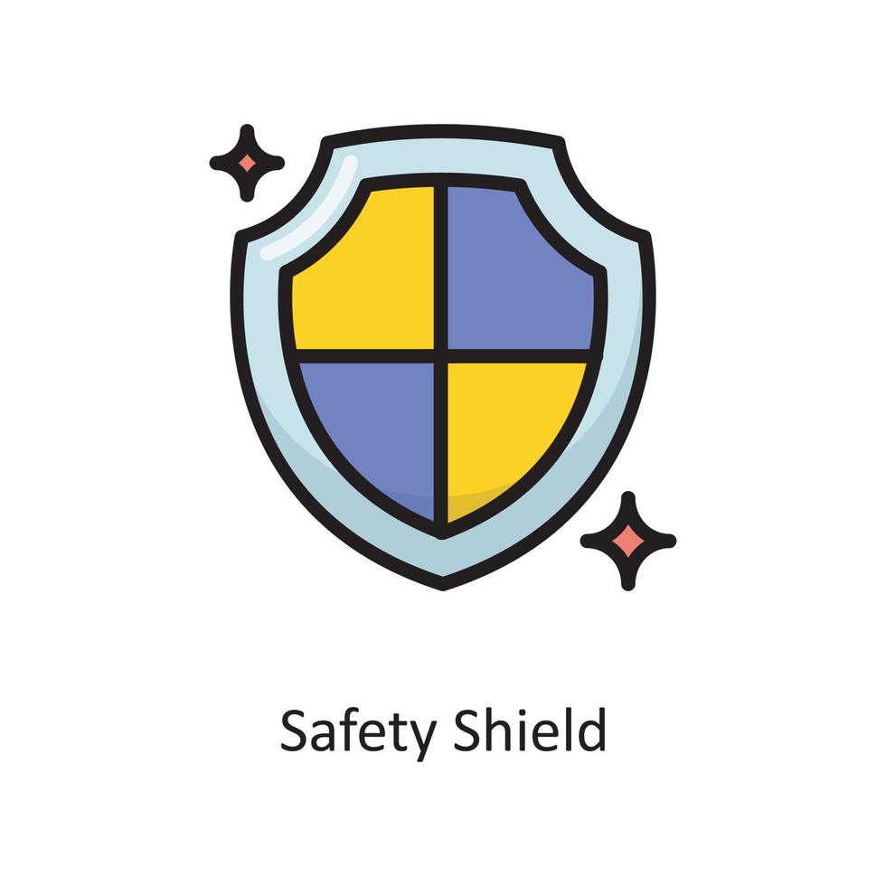 Safety Shield Vector  Filled Outline Icon Design illustration. Cloud Computing Symbol on White background EPS 10 File