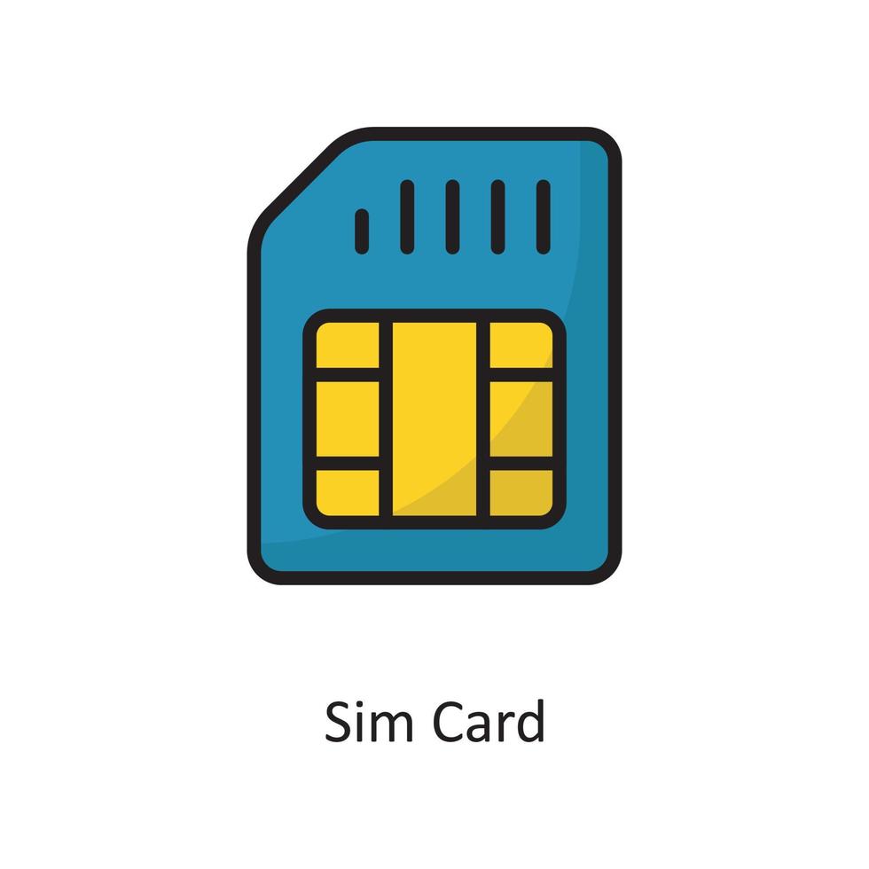 Sim Card Vector  Filled Outline Icon Design illustration. Cloud Computing Symbol on White background EPS 10 File