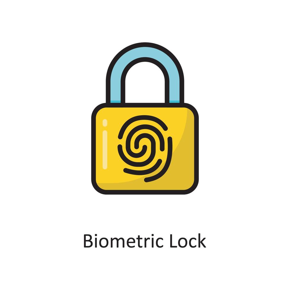 Biometric Lock Vector  Filled Outline Icon Design illustration. Cloud Computing Symbol on White background EPS 10 File