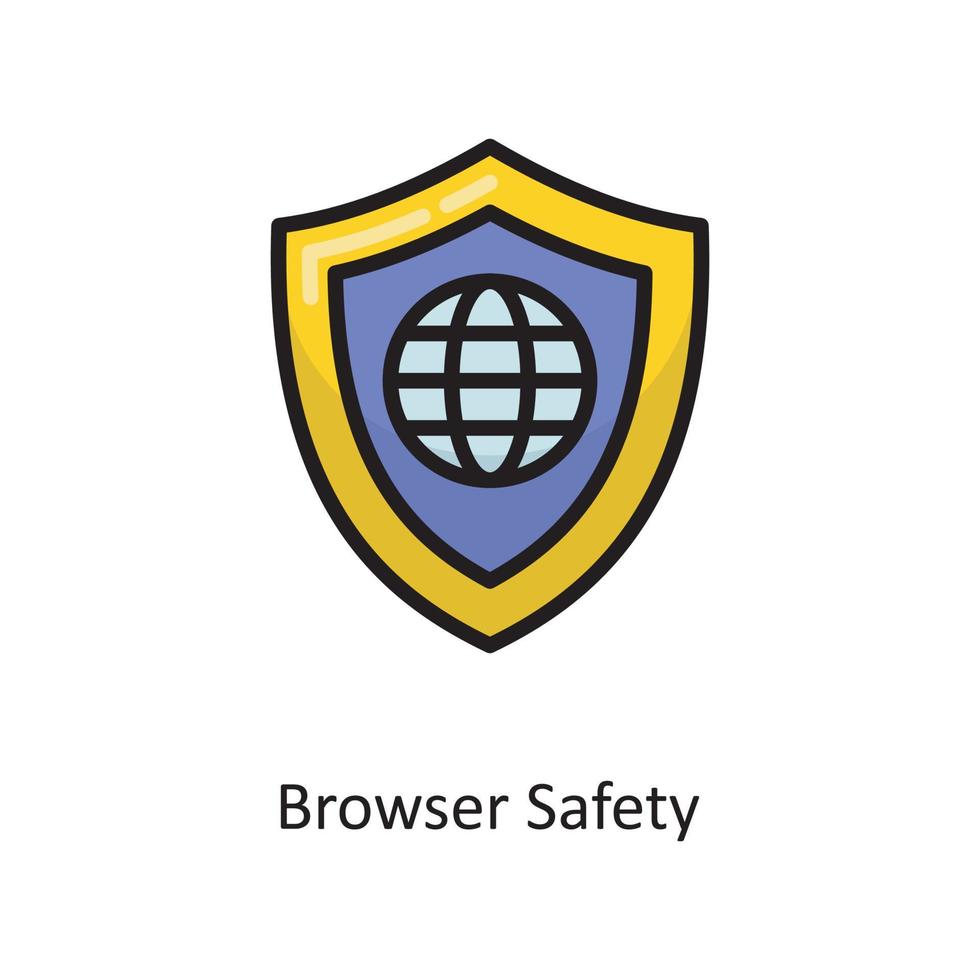 Browser Safety Vector  Filled Outline Icon Design illustration. Cloud Computing Symbol on White background EPS 10 File