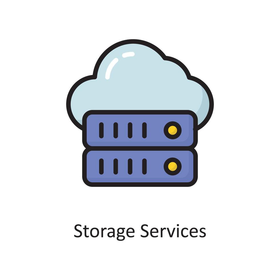 Storage Services Vector  Filled Outline Icon Design illustration. Cloud Computing Symbol on White background EPS 10 File