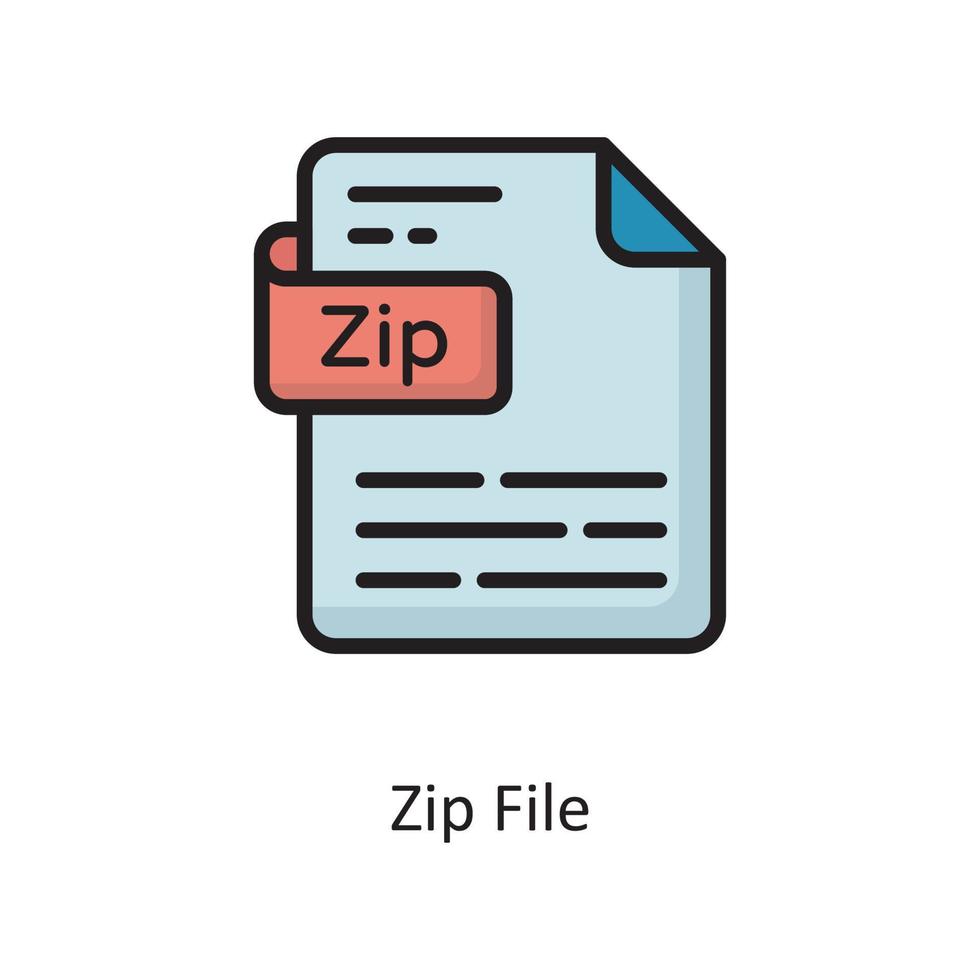 Zip File Vector  Filled Outline Icon Design illustration. Cloud Computing Symbol on White background EPS 10 File
